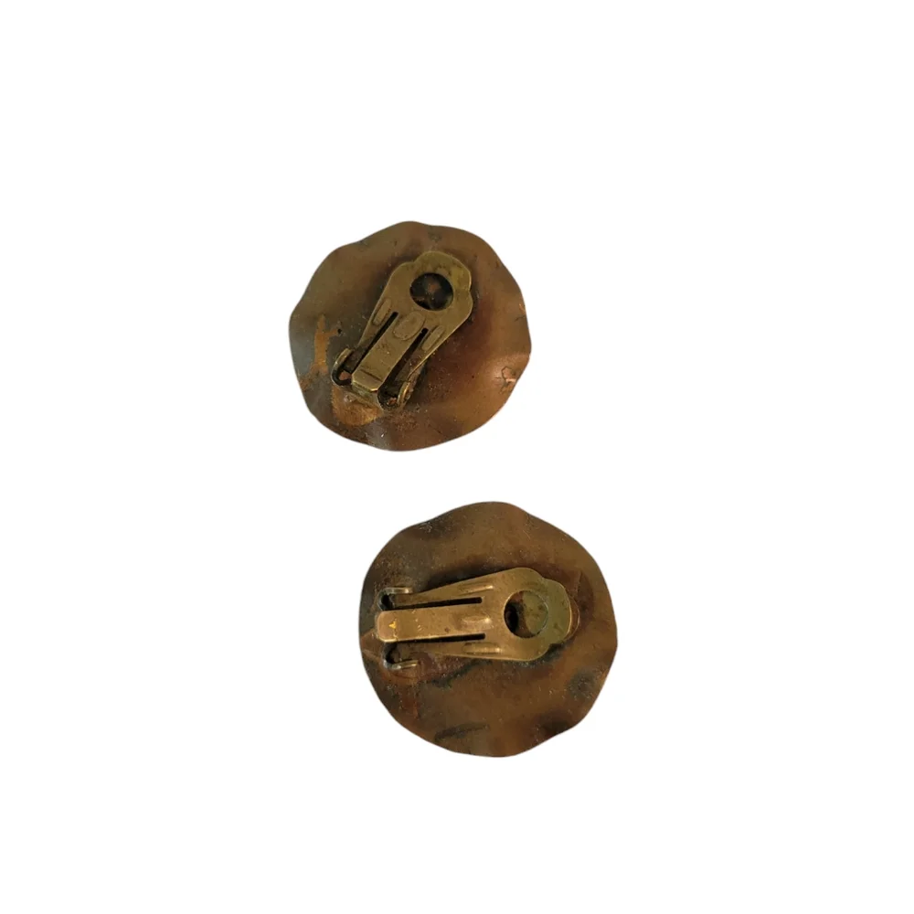 Hand Crafted Andree Bazot Enamel Glass Copper Earrings Paris France